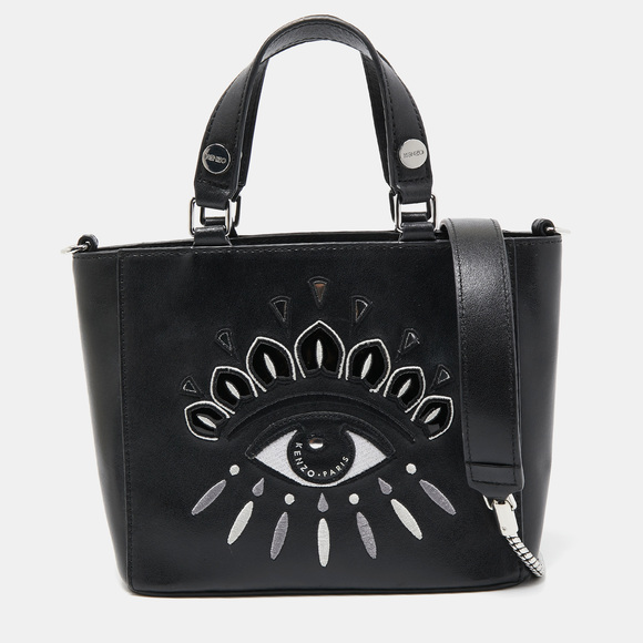 Kenzo Handbags - KENZO Black Leather Eye Patch Tote